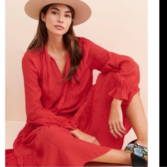 Anthropologie Maeve Wendy Red Tiered Maxi Dress Size 1X - Picture 3 of 16